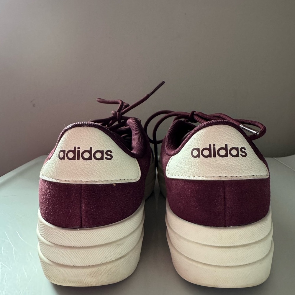 Adidas VL Court Bold Women’s Burgundy Suede Platform Sneakers 6.5 - Picture 2 of 5